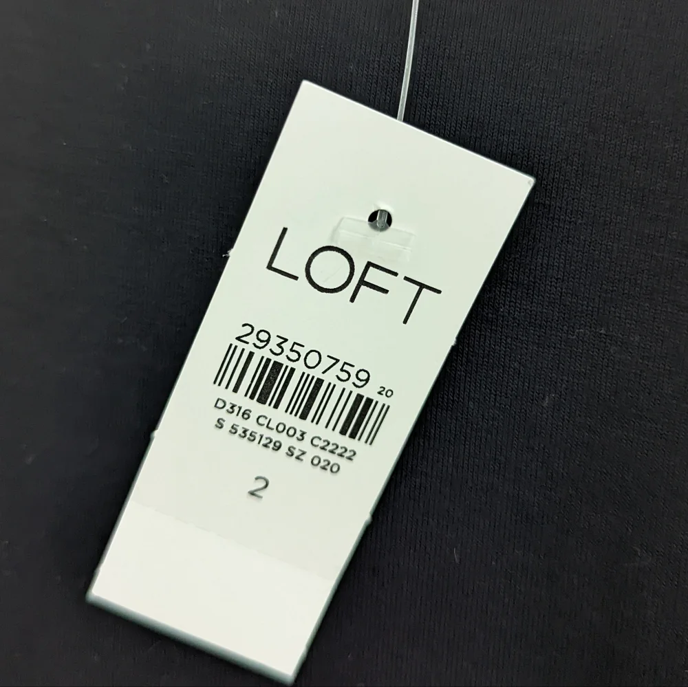 LOFT Black Midi Dress with Puff Sleeves - Picture 5 of 7